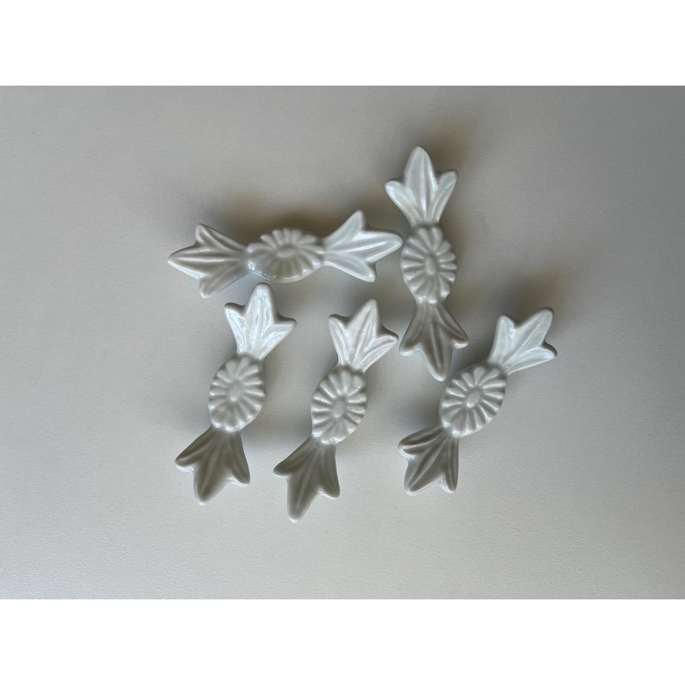 VTG Set of 5 blue glazed ceramic floral chopstick/utensil rests Handmade artisan - Picture 3 of 5